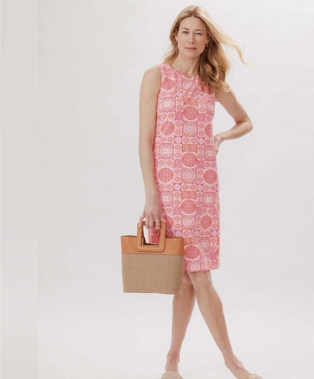 J. McLaughlin Sophia Sleeveless Dress - XS Pink Catalina Cloth Resortwear Preppy
